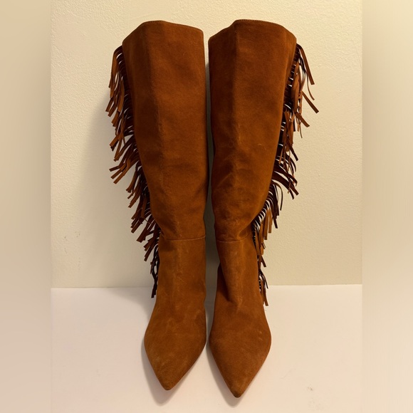 NEW Caroline Constas Knee high Suede Fringe Boots - Picture 1 of 10